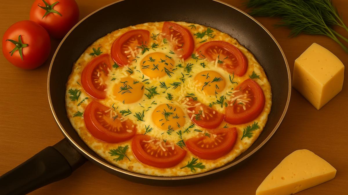 Яичница с помидорами и сыром Яичница с помидорами и сыром