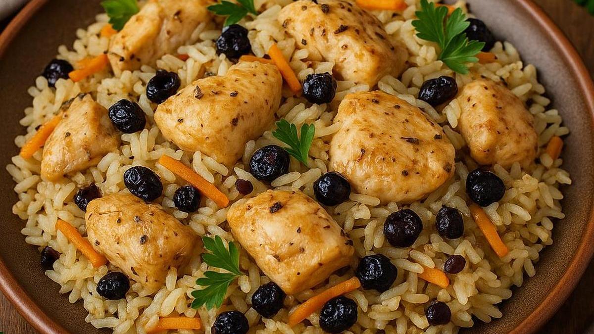 Плов с курицей и сушёными ягодами