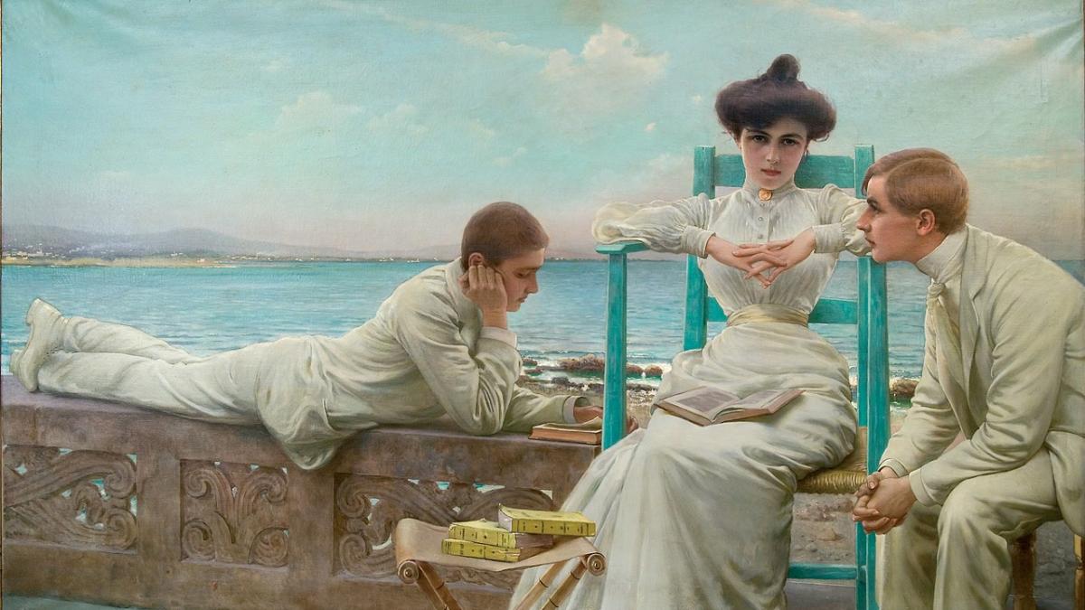 "У моря за чтением» (1910), Витторио Маттео Коркос, картина "У моря за чтением» (1910), Витторио Маттео Коркос, картина