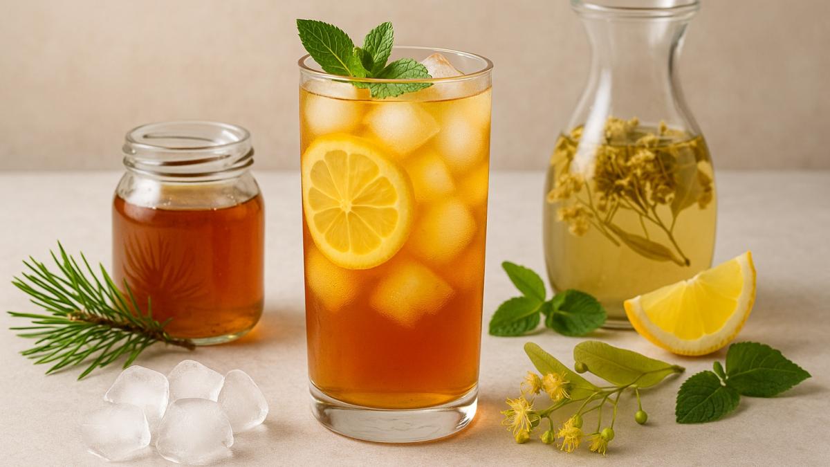 Ледяной чай с хвойным сиропом и липой Ледяной чай с хвойным сиропом и липой