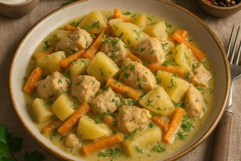 Тушёная репа с курицей и сметаной — летний рецепт по мотивам русской кухни