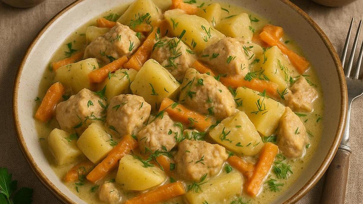 Тушёная репа с курицей и сметаной