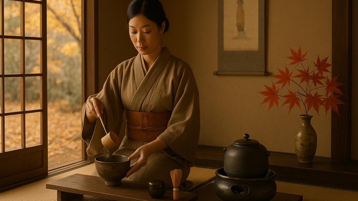 Японская чайная церемония осенью