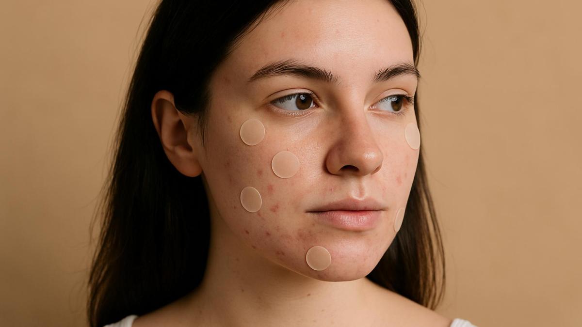 Девушка с патчами от прыщей