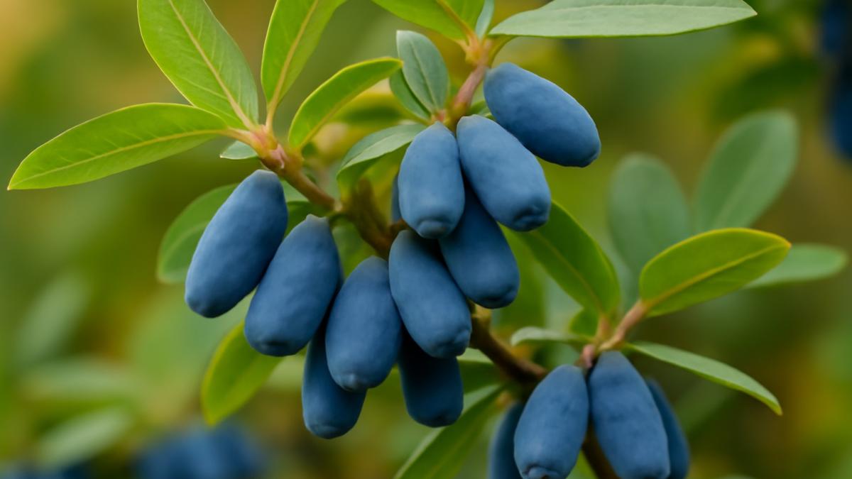 Ягоды жимолости на кусте