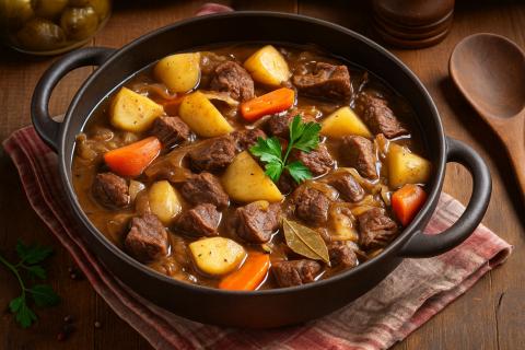 Жаркое из оленины с картофелем и луком