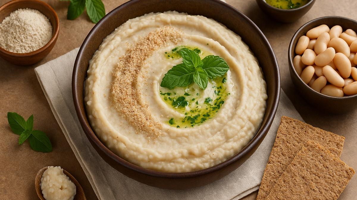 Пюре из фасоли с мятным маслом и толокном