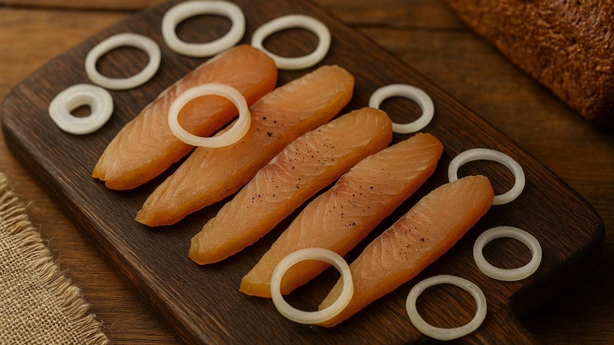 Юкола из нельмы с луком Юкола из нельмы с луком