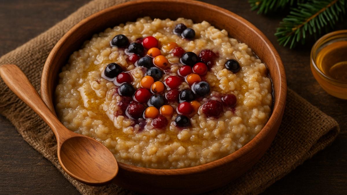 Каша с мёдом и ягодами по описанию из северных сказаний