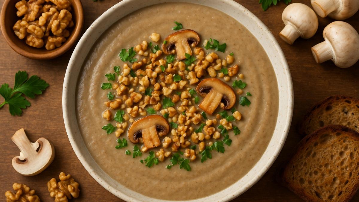 Крем-суп из грибов с грецкими орехами Крем-суп из грибов с грецкими орехами