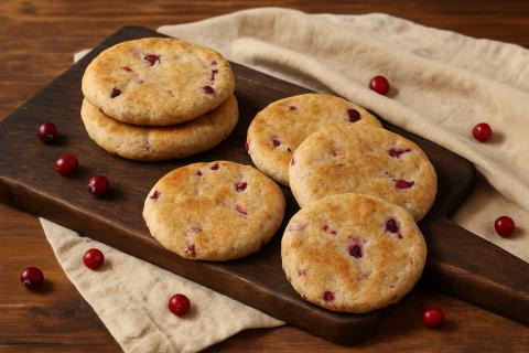 Лепёшки из ячменной муки с брусникой