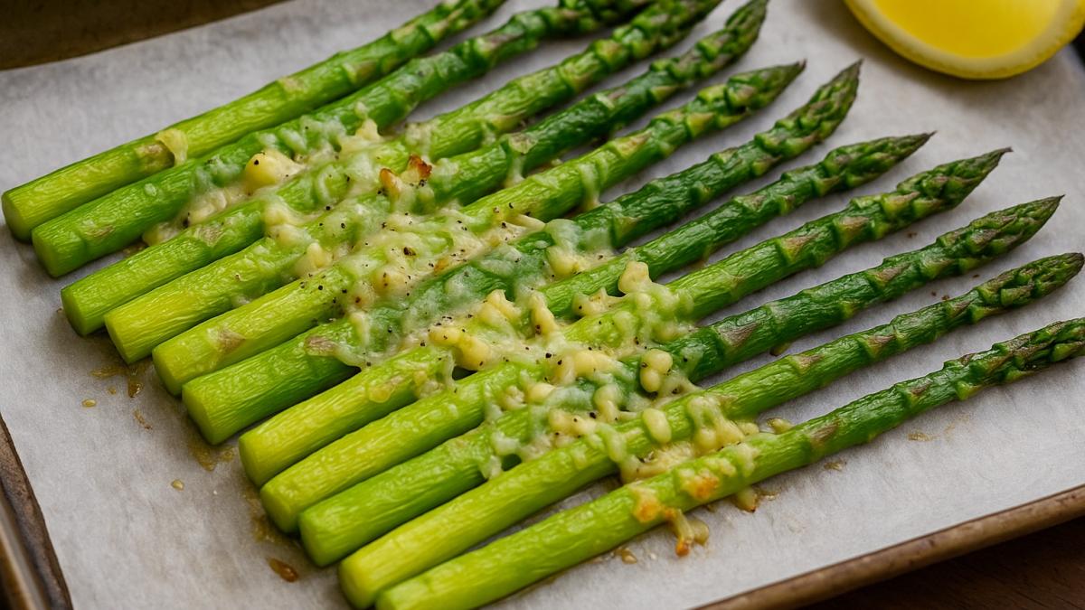 Спаржа, запечённая с сыром и чесноком Спаржа, запечённая с сыром и чесноком