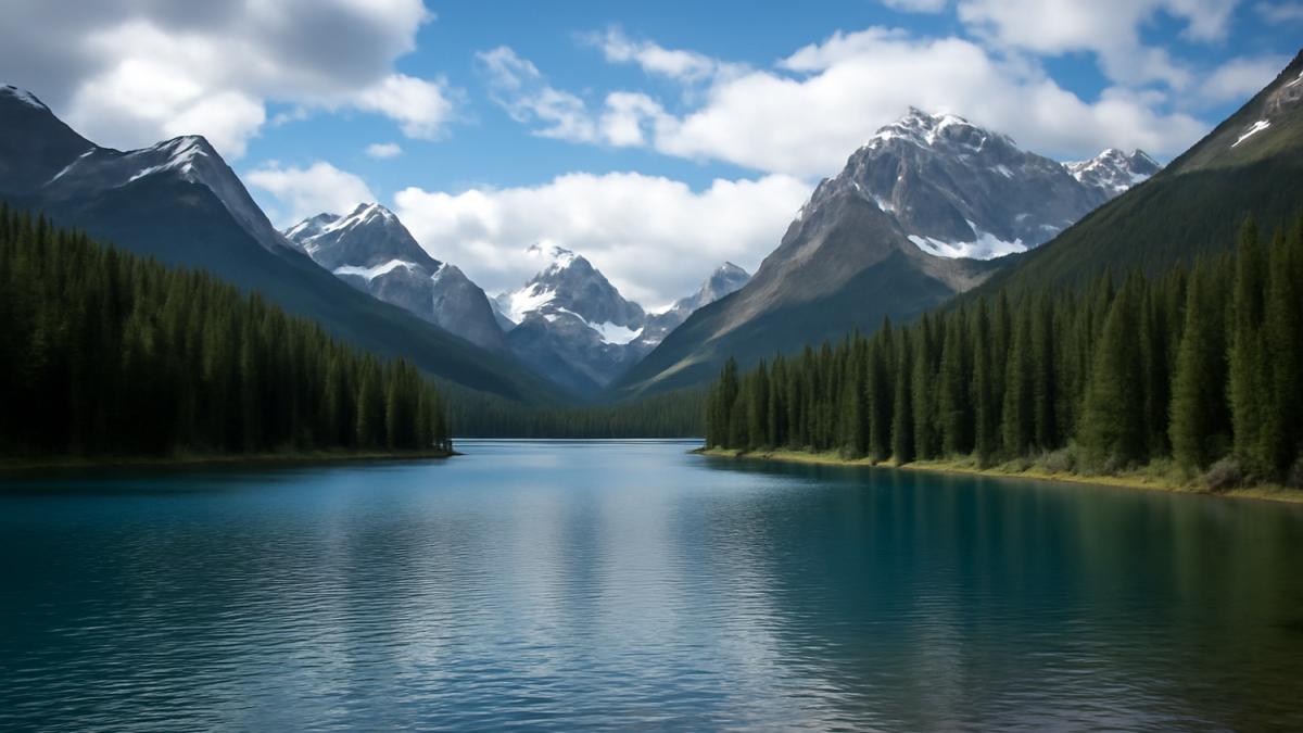 Озеро в горах с лесом