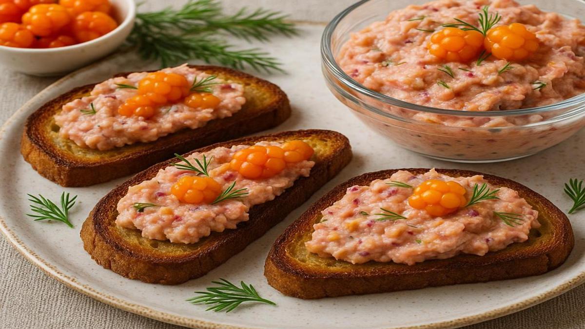 Намазка из копчёной рыбы с морошкой