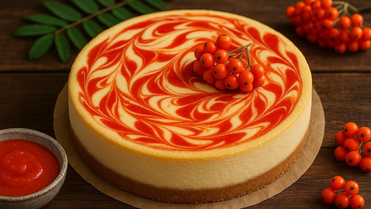 Чизкейк с рябиновым пюре