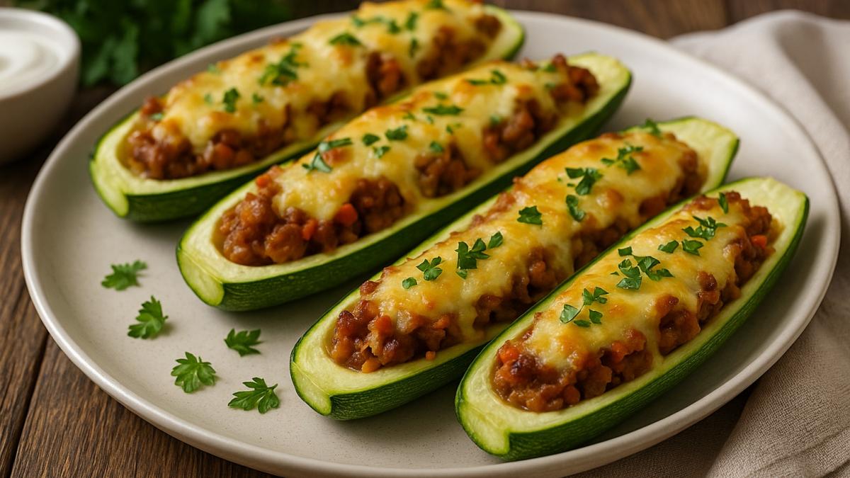 Фаршированные кабачки-лодочки