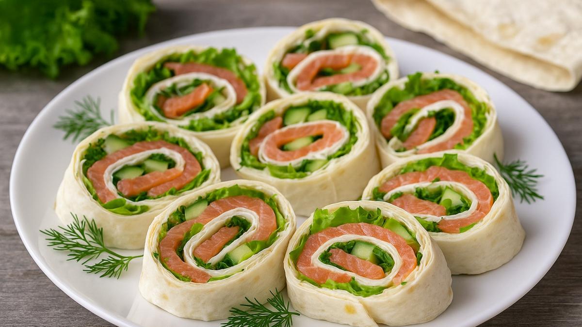 Закуска из лаваша с красной рыбой Закуска из лаваша с красной рыбой