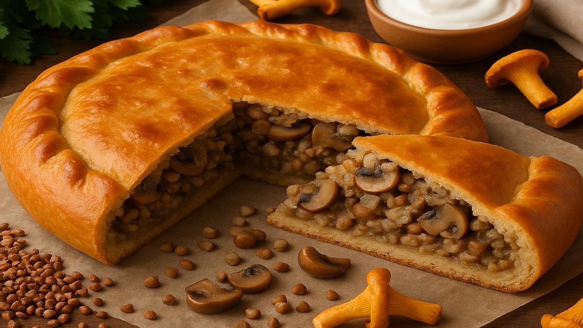 Пирог с грибами и гречкой по-карельски