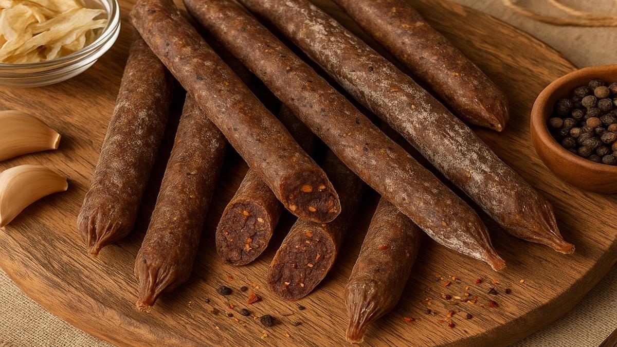 Ржаные колбаски с сушёной рыбой и перцем