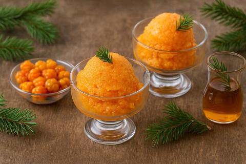 Нутрициологи: щербет из морошки и хвойного сиропа содержит в 2 раза больше витамина C, чем лимон
