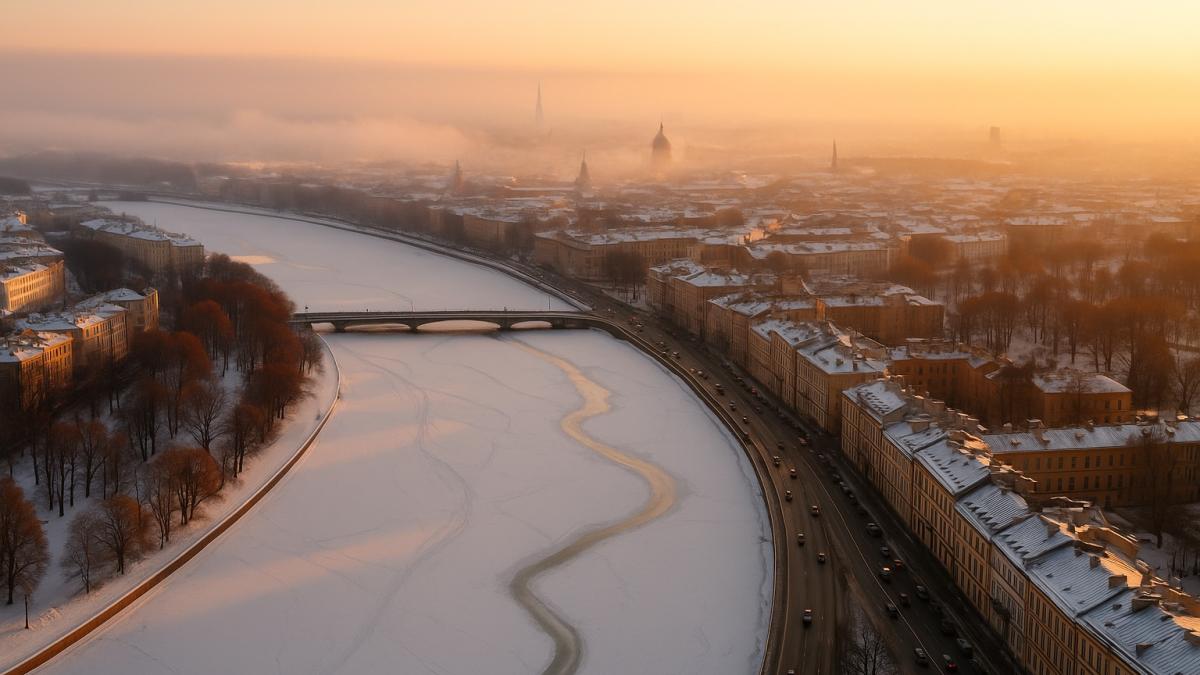 Аэрофотосъёмка зимнего города