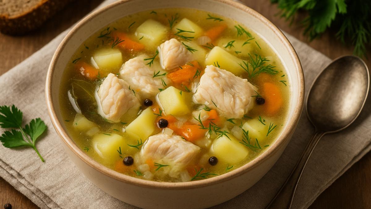 Суп из трески с картофелем и луком