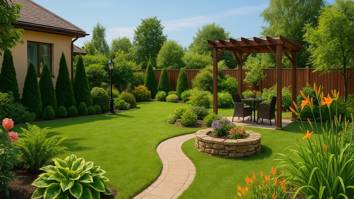 Сад с перголой