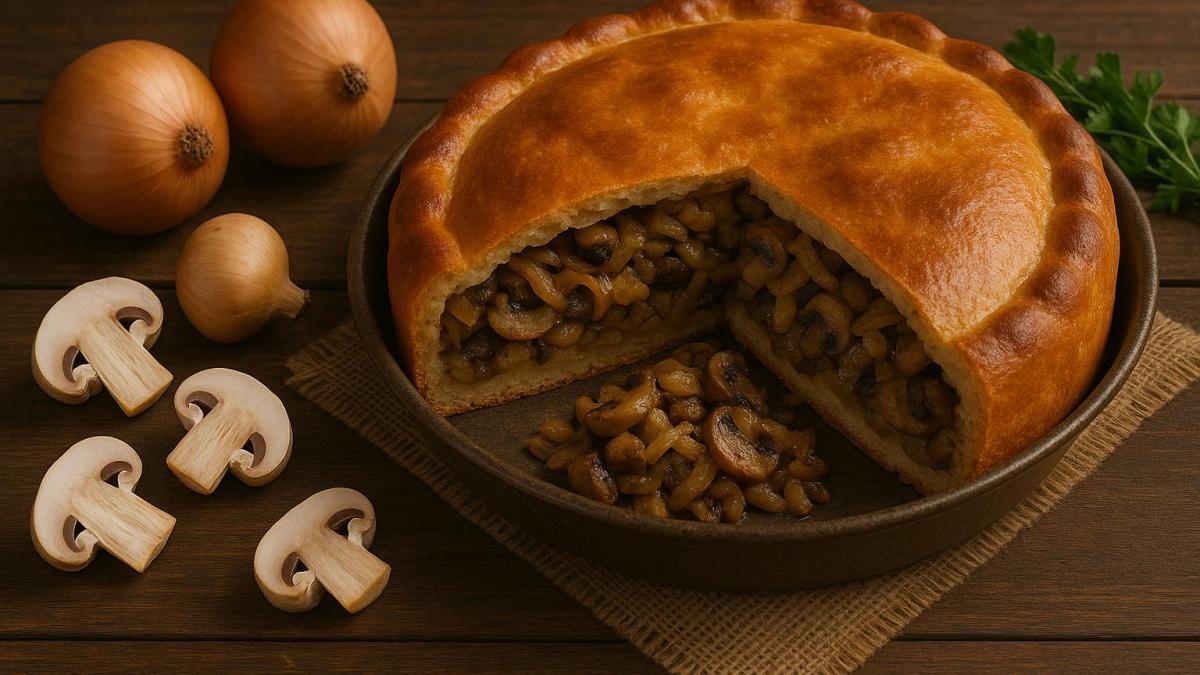 Пирог с грибами и луком Пирог с грибами и луком