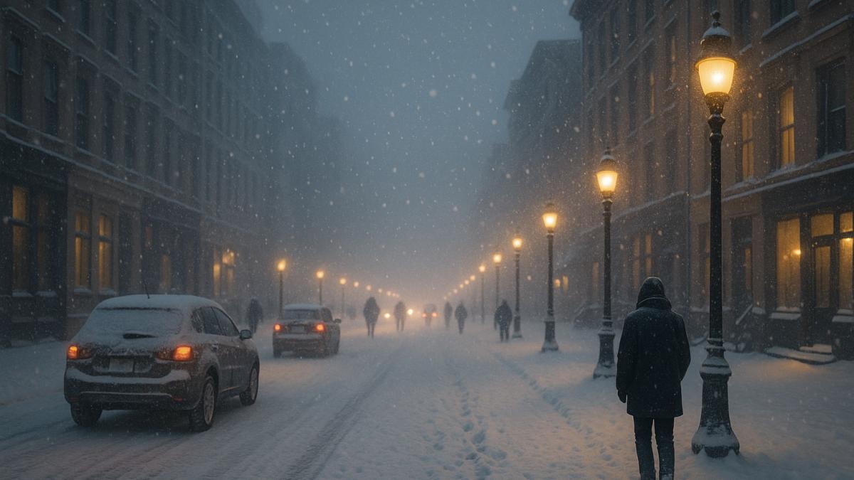 Снегопад в городе