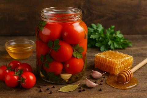 Кулинары отмечают: мёд придаёт маринованным помидорам мягкий вкус и сохраняет плотность плодов