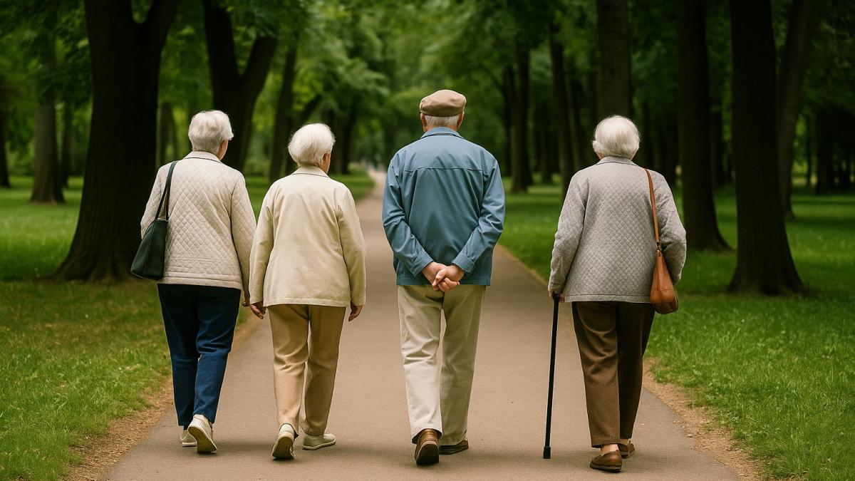 Пенсионеры в парке