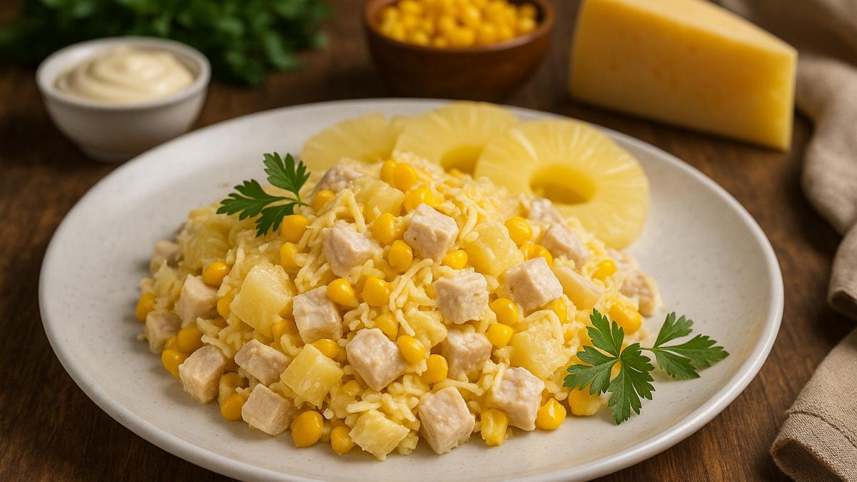 Салат с ананасом и курицей Салат с ананасом и курицей