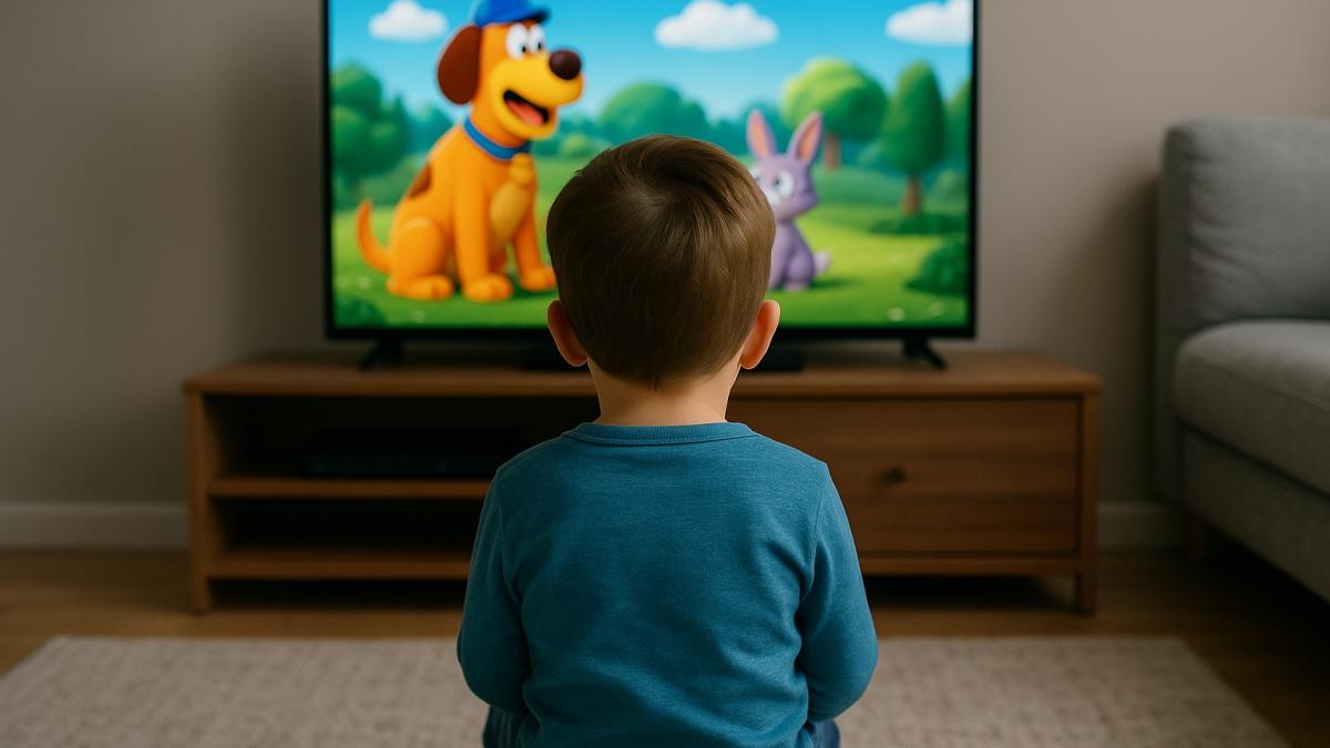ребенок смотрит мультики
