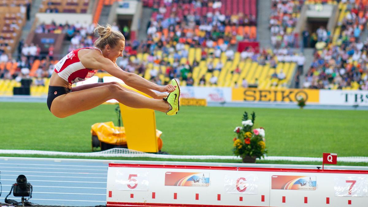 Лаума Грива во время чемпионата мира по легкой атлетике 2013 года в Москве