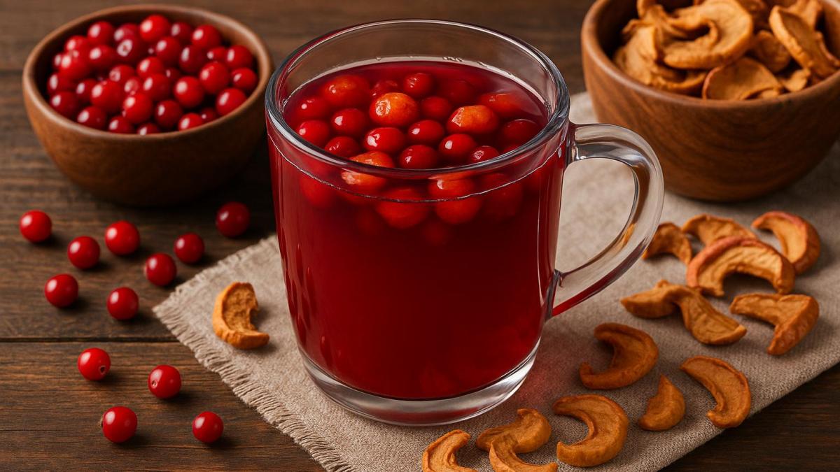 Компот из клюквы и яблок
