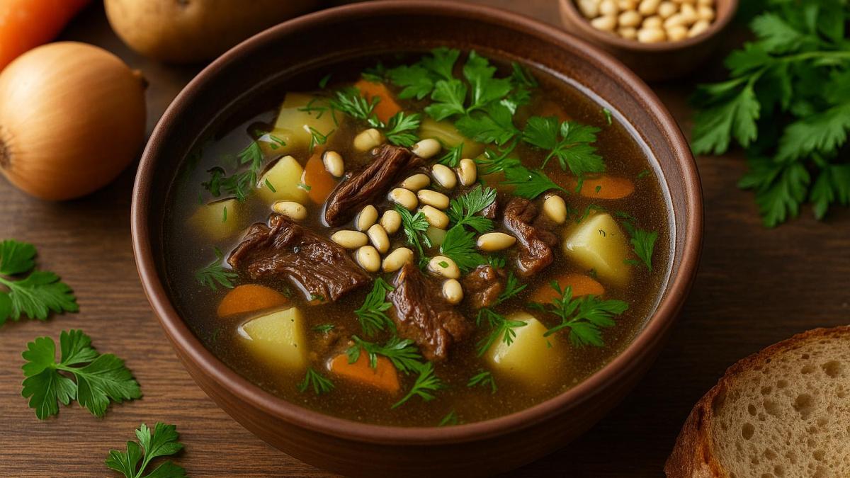 Грибной бульон с орешками Грибной бульон с орешками