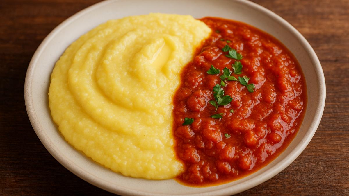 Кукурузная каша с соусом томато Кукурузная каша с соусом томато