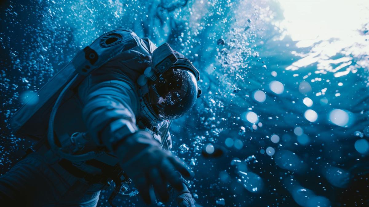 водолаз под водой