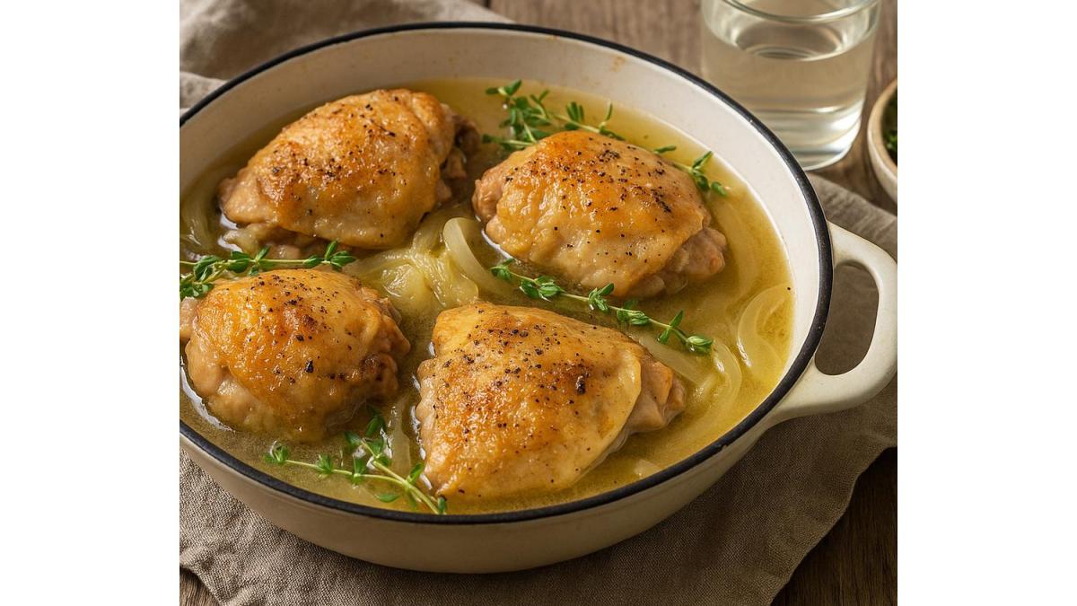 Курица в берёзовом соке с луком и чабрецом