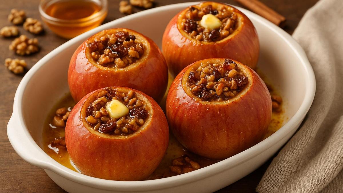 Запечённые яблоки с мёдом и орехами Запечённые яблоки с мёдом и орехами