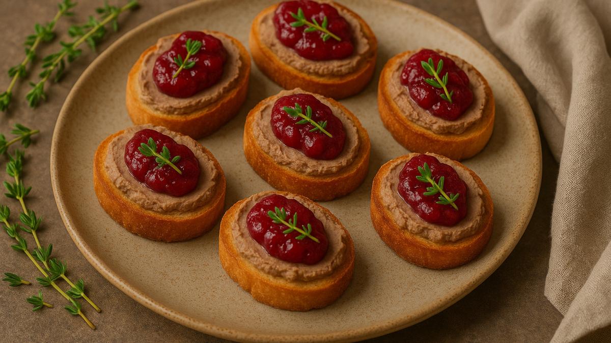 Закуска с паштетом и клюквенным джемом Закуска с паштетом и клюквенным джемом