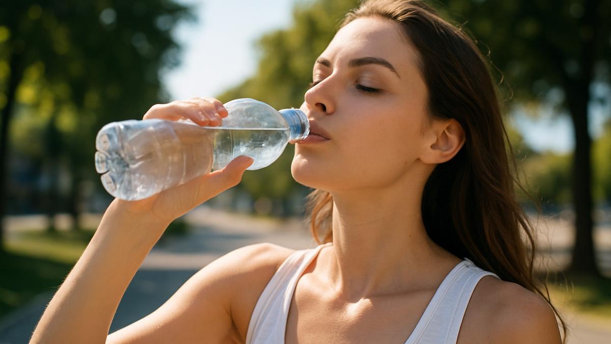 Девушка пьёт воду Девушка пьёт воду