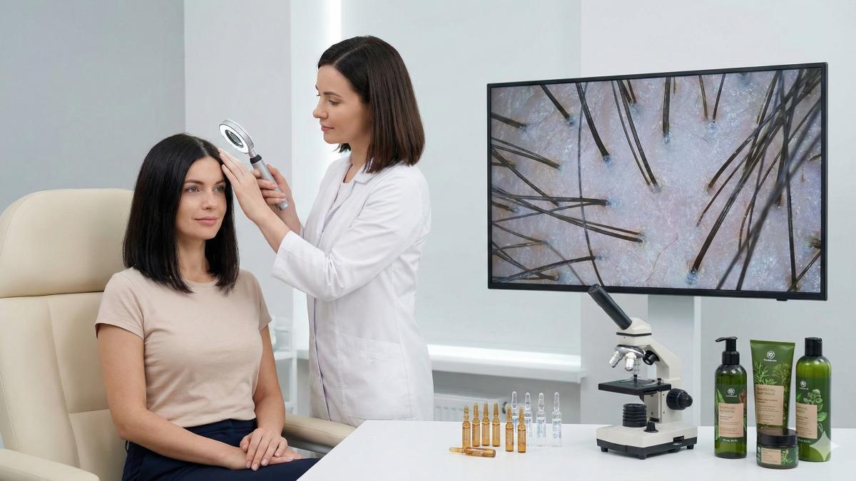 Девушка на приеме у трихолога