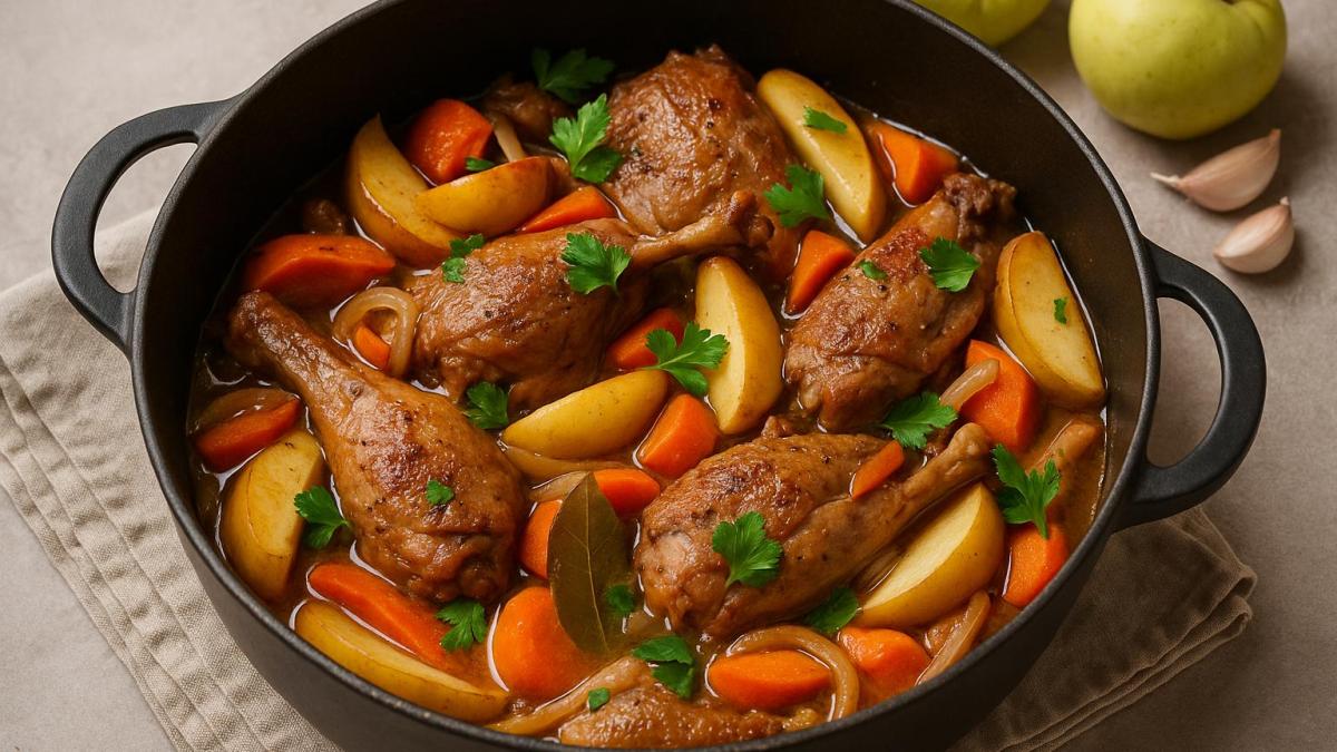 Тушёная утка с яблоками Тушёная утка с яблоками