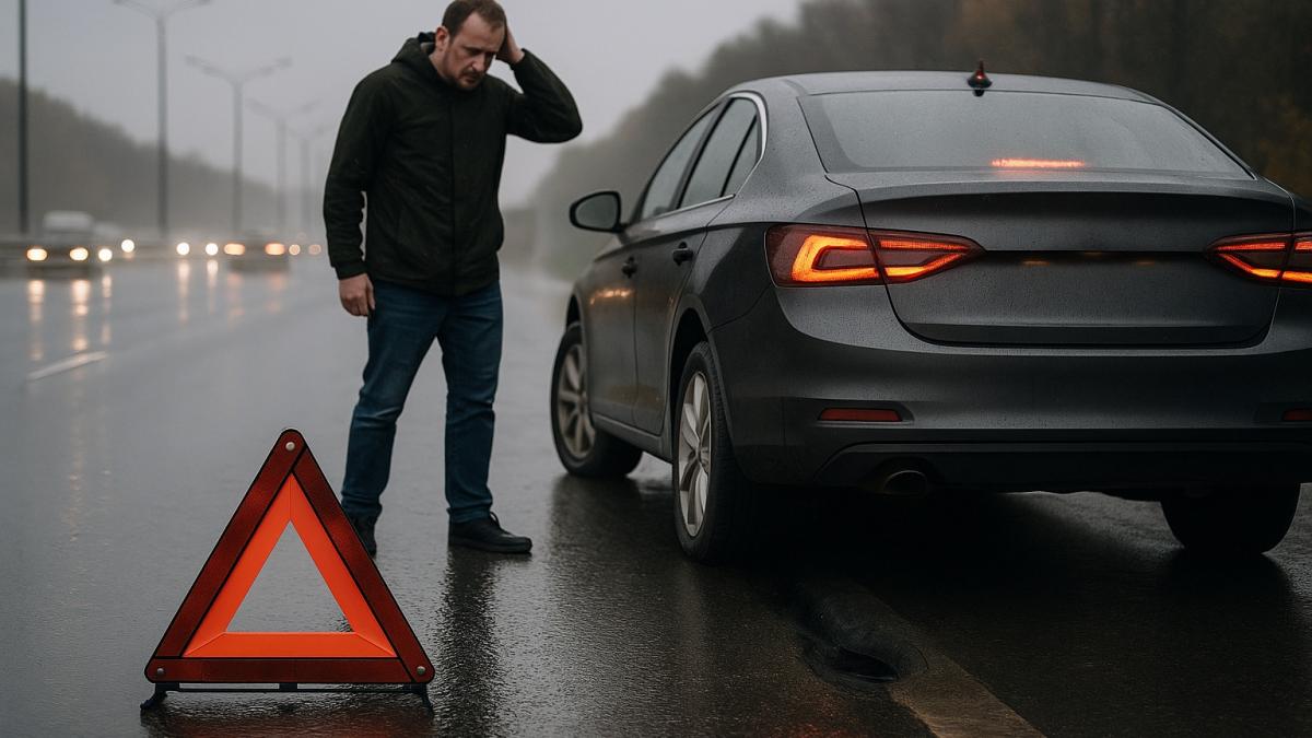 Разрыв шины на трассе