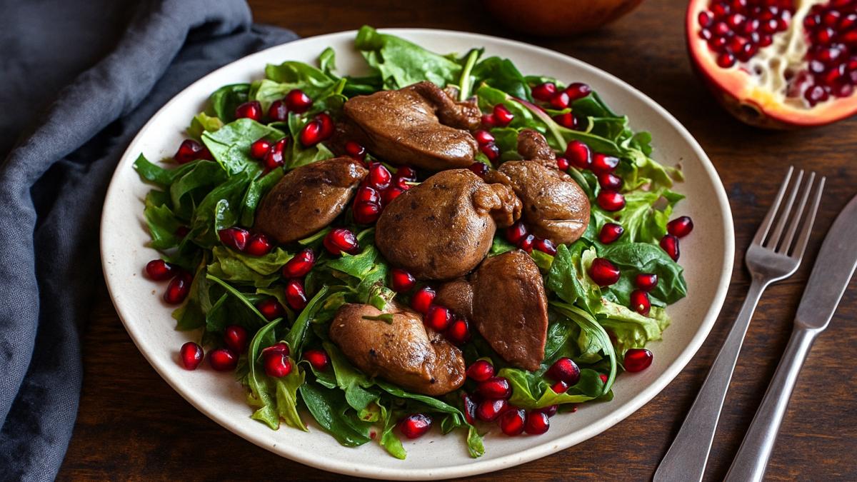 Салат с куриной печенью и гранатом Салат с куриной печенью и гранатом