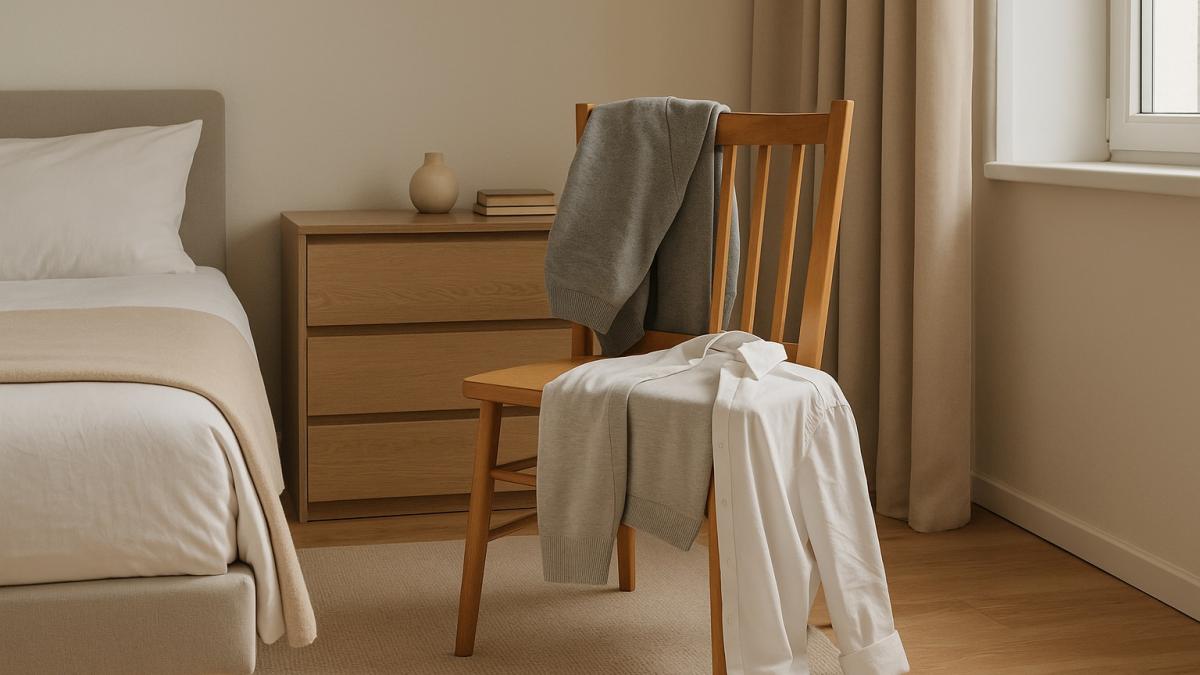 Стул с одеждой в спальне