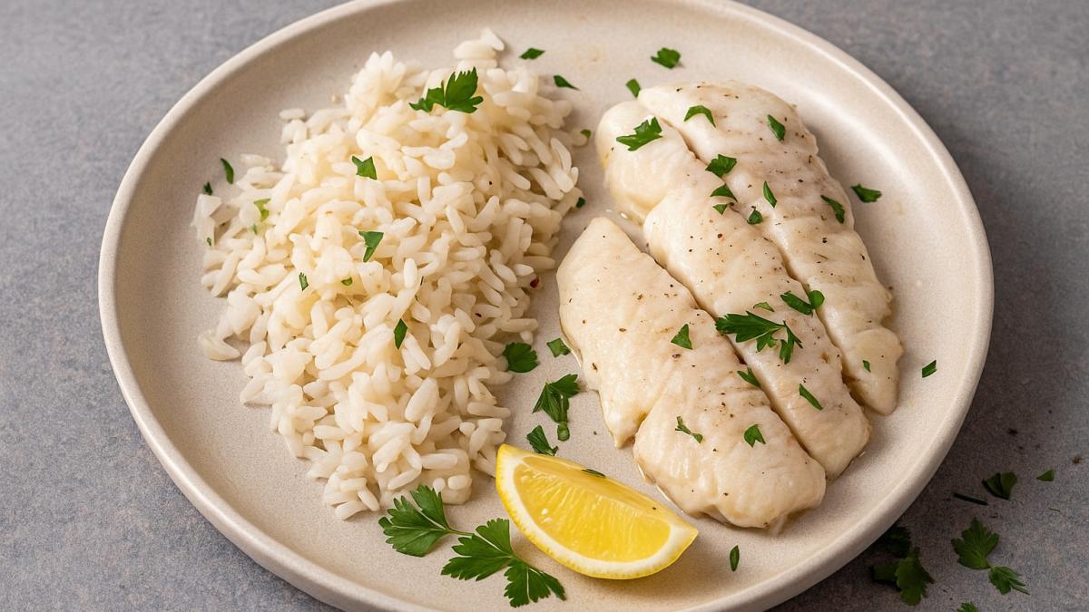 Паровая рыба с рисом Паровая рыба с рисом