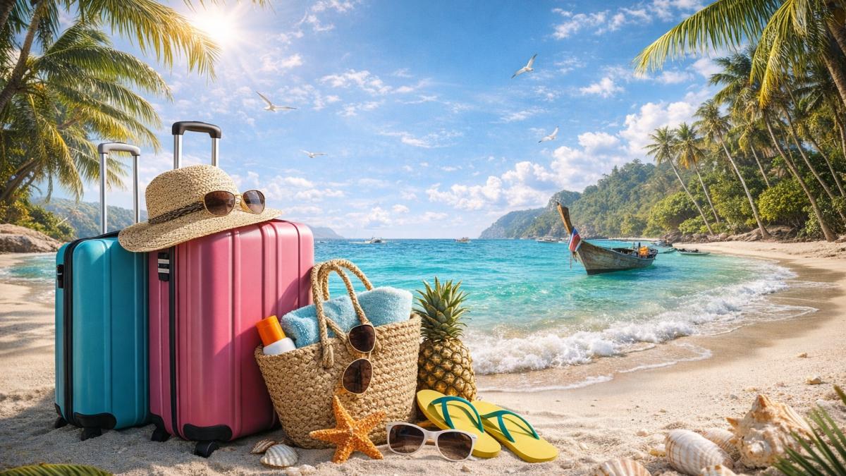 Чемоданы на пляже