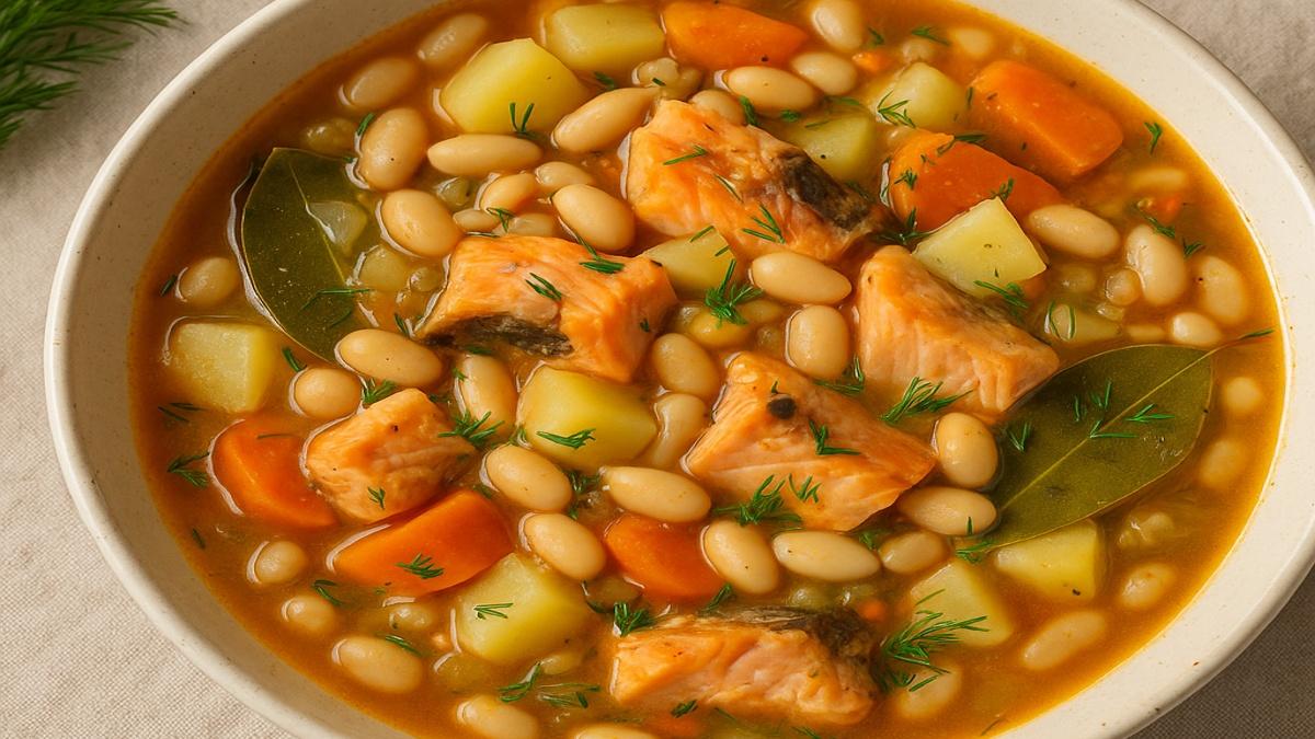 Рагу из фасоли с копчёной рыбой Рагу из фасоли с копчёной рыбой